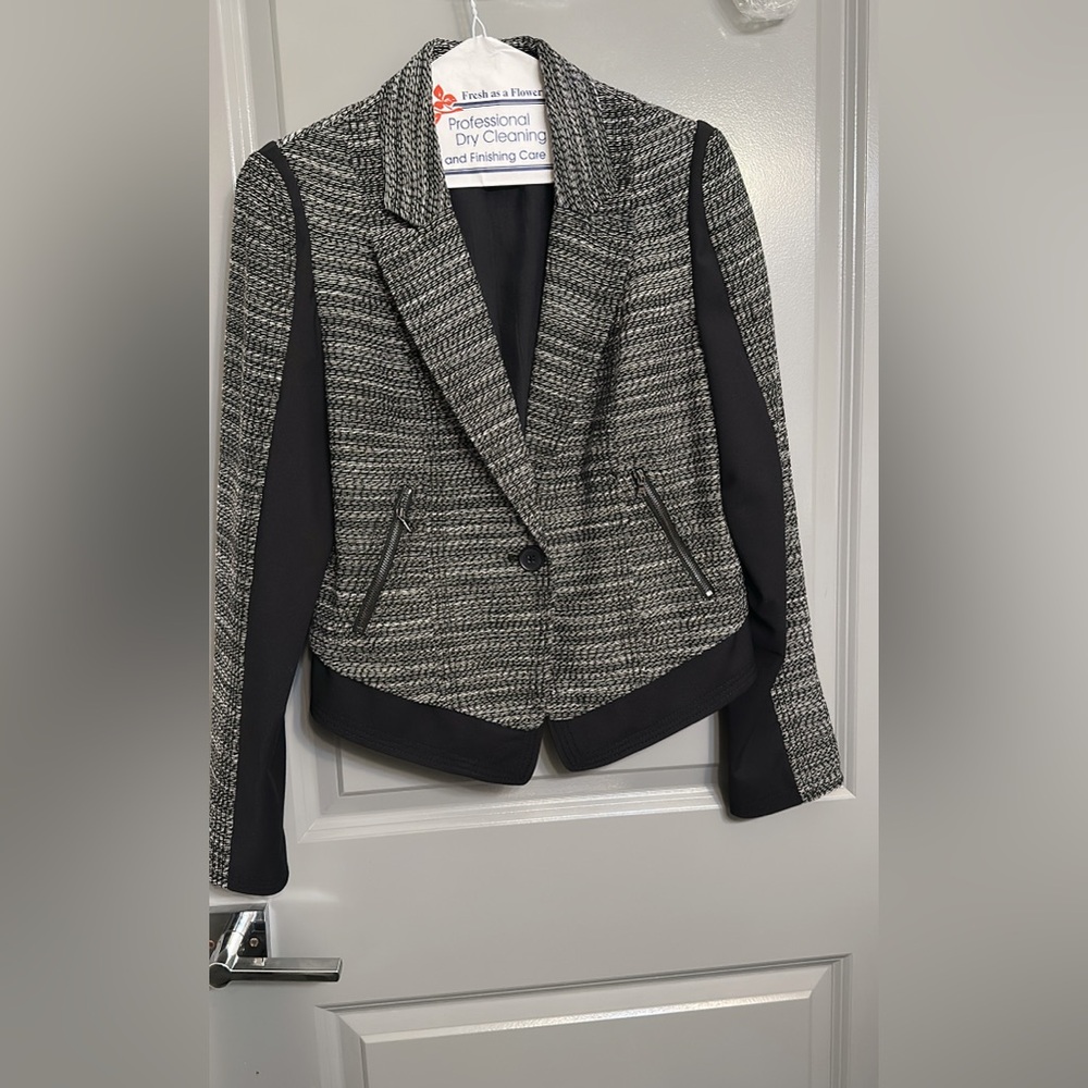 Kenneth Cole Black Tweed Moto Blazer - Size S